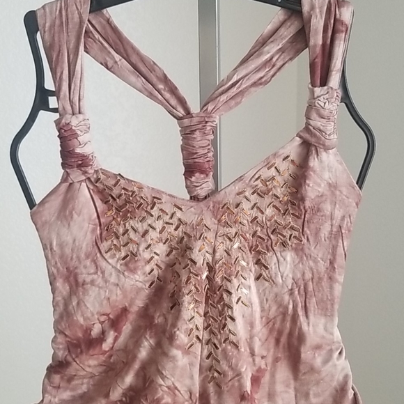 Tie-dye brown-light brown summer shirt - Picture 2 of 5